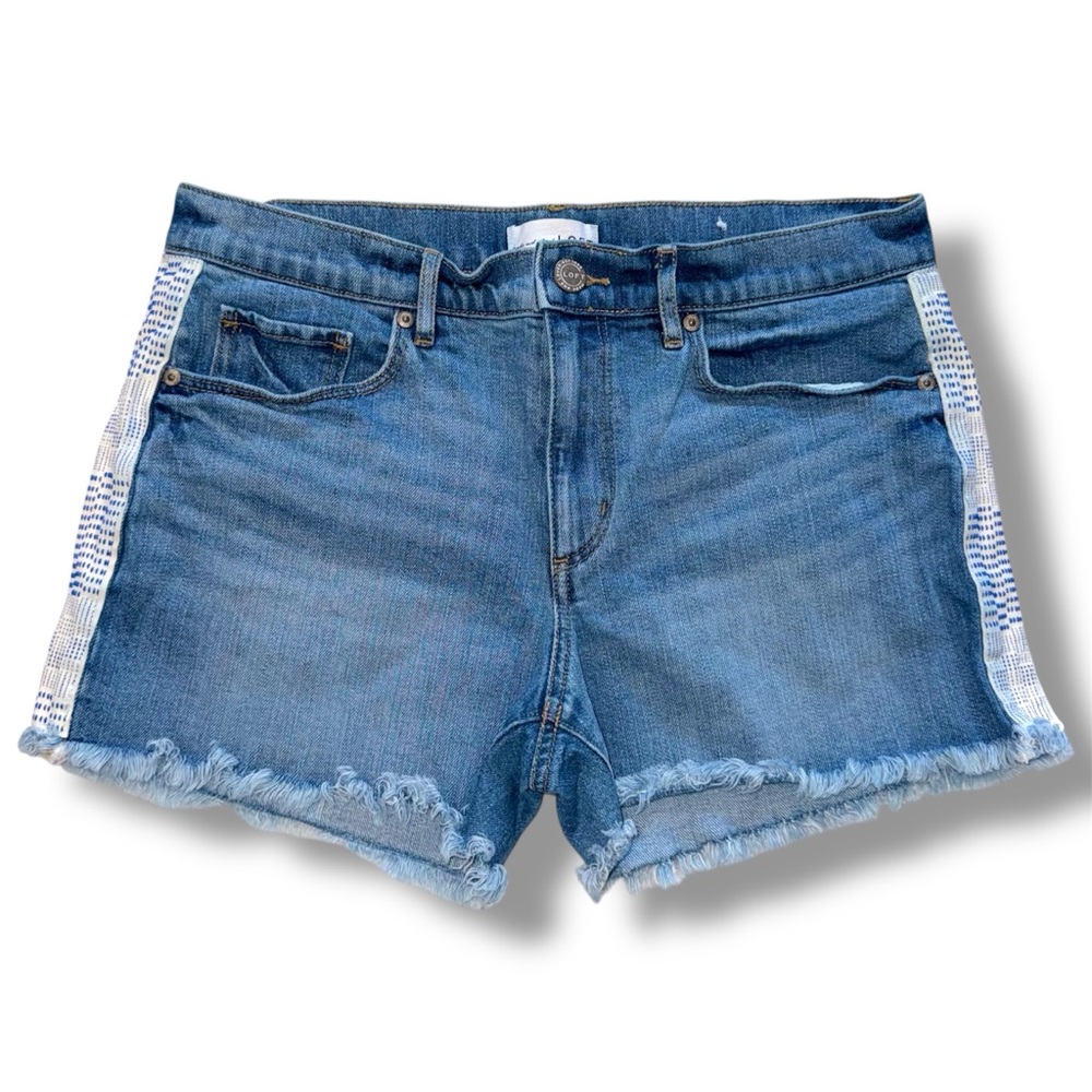 Loft Size 6 (28) Made & Loved Cut Off High Rise Blue Embroidered Women's Shorts
